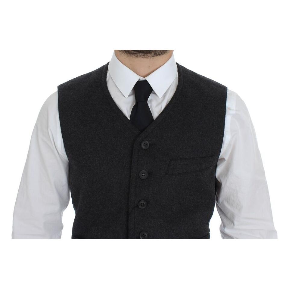 Dolce & Gabbana Elegant Gray Wool Blend Dress Vest Dolce & Gabbana Black