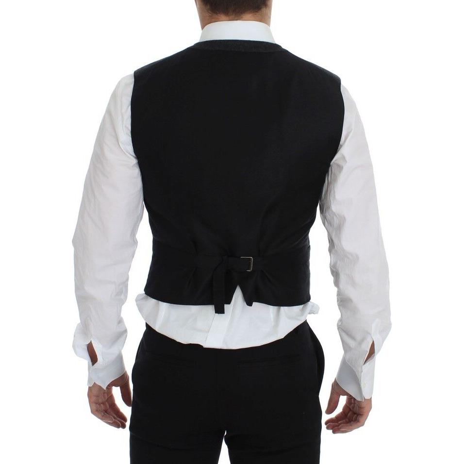 Dolce & Gabbana Elegant Gray Wool Blend Dress Vest Dolce & Gabbana Black