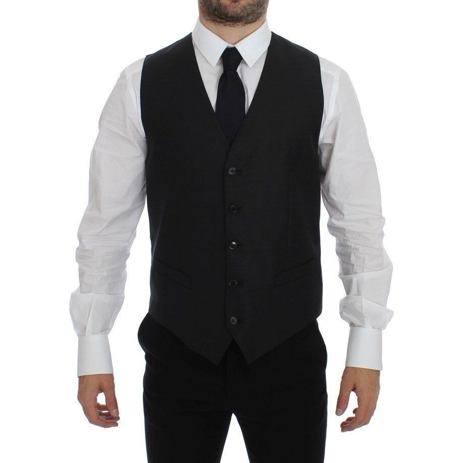Dolce & Gabbana Elegant Gray Wool Blend Dress Vest Dolce & Gabbana Black