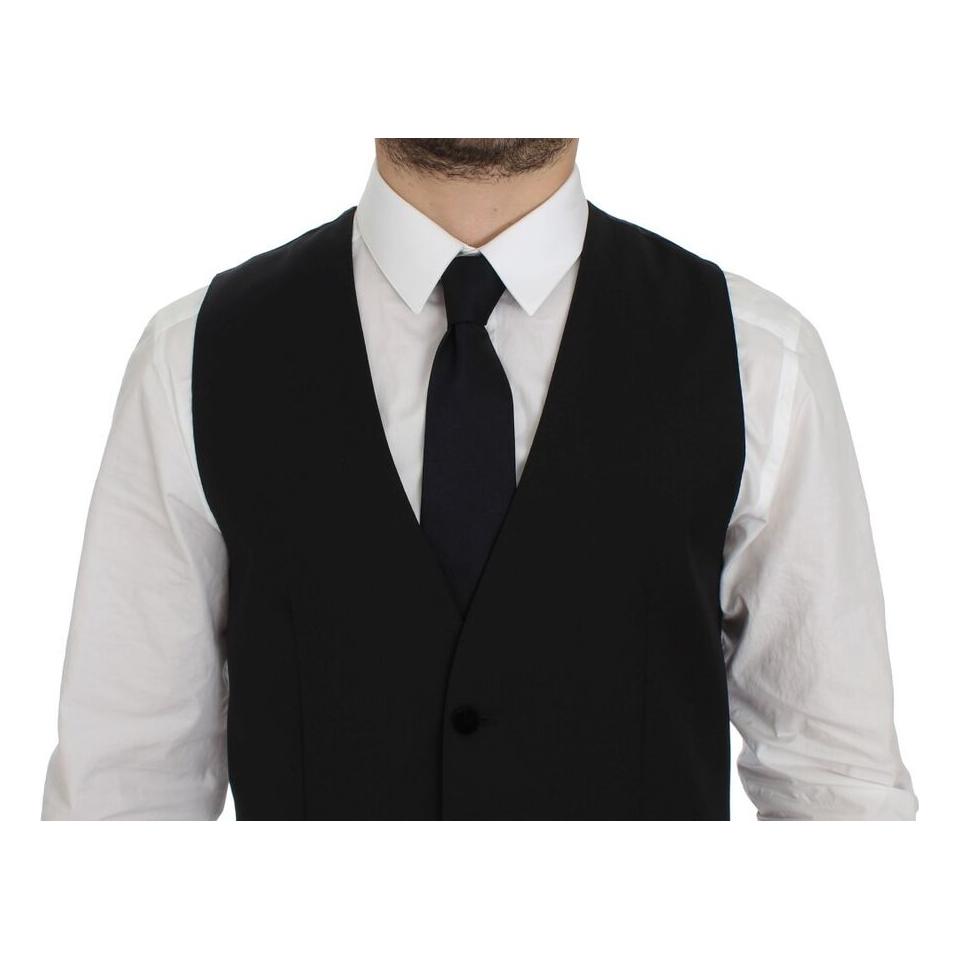 Dolce & Gabbana Elegant Black Wool Formal Dress Vest Dolce & Gabbana Gray