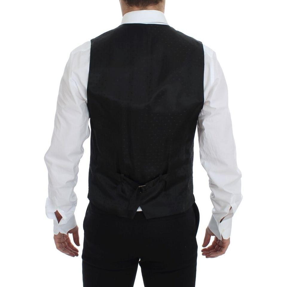 Dolce & Gabbana Elegant Black Wool Formal Dress Vest Dolce & Gabbana Black