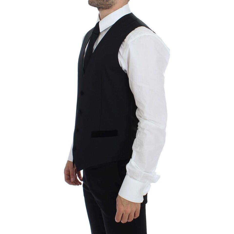 Dolce & Gabbana Elegant Black Wool Formal Dress Vest Dolce & Gabbana Light Gray