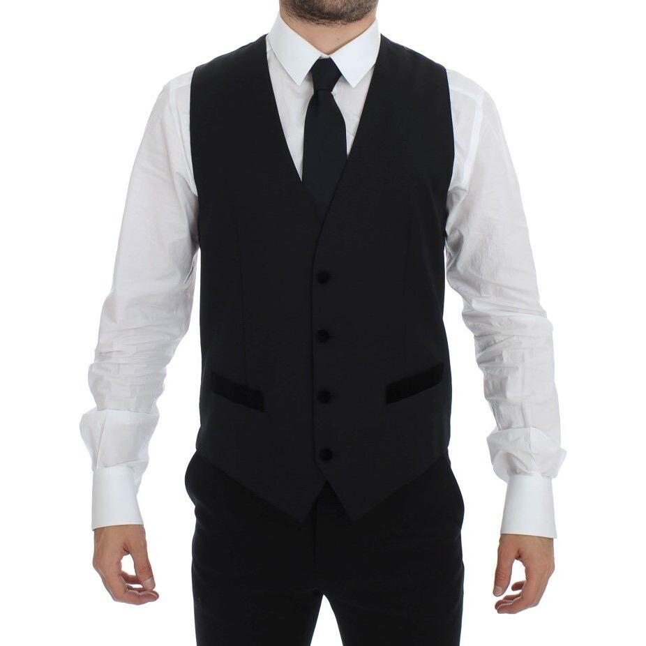 Dolce & Gabbana Elegant Black Wool Formal Dress Vest Dolce & Gabbana Black