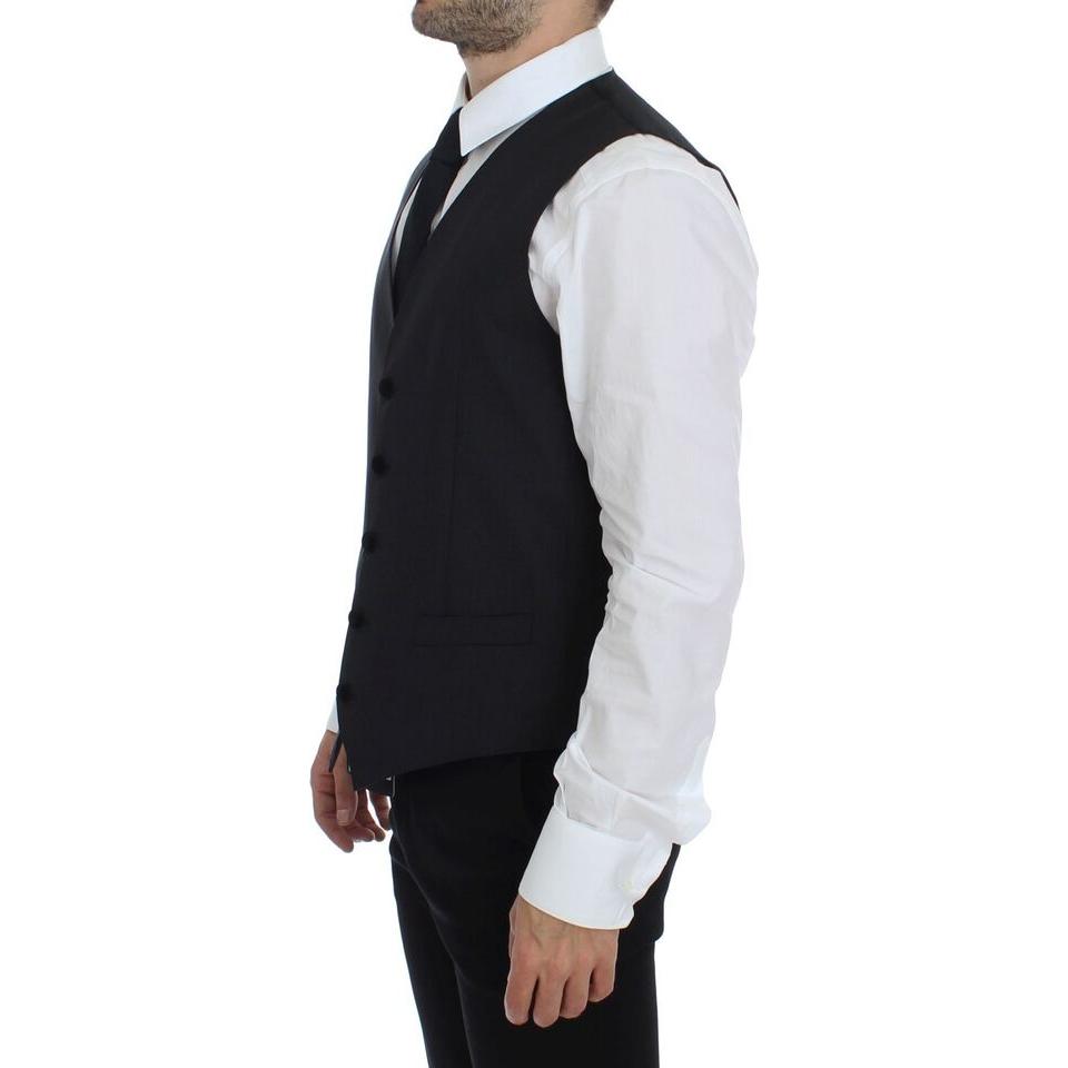 Dolce & Gabbana Elegant Gray Wool Dress Vest Dolce & Gabbana Black