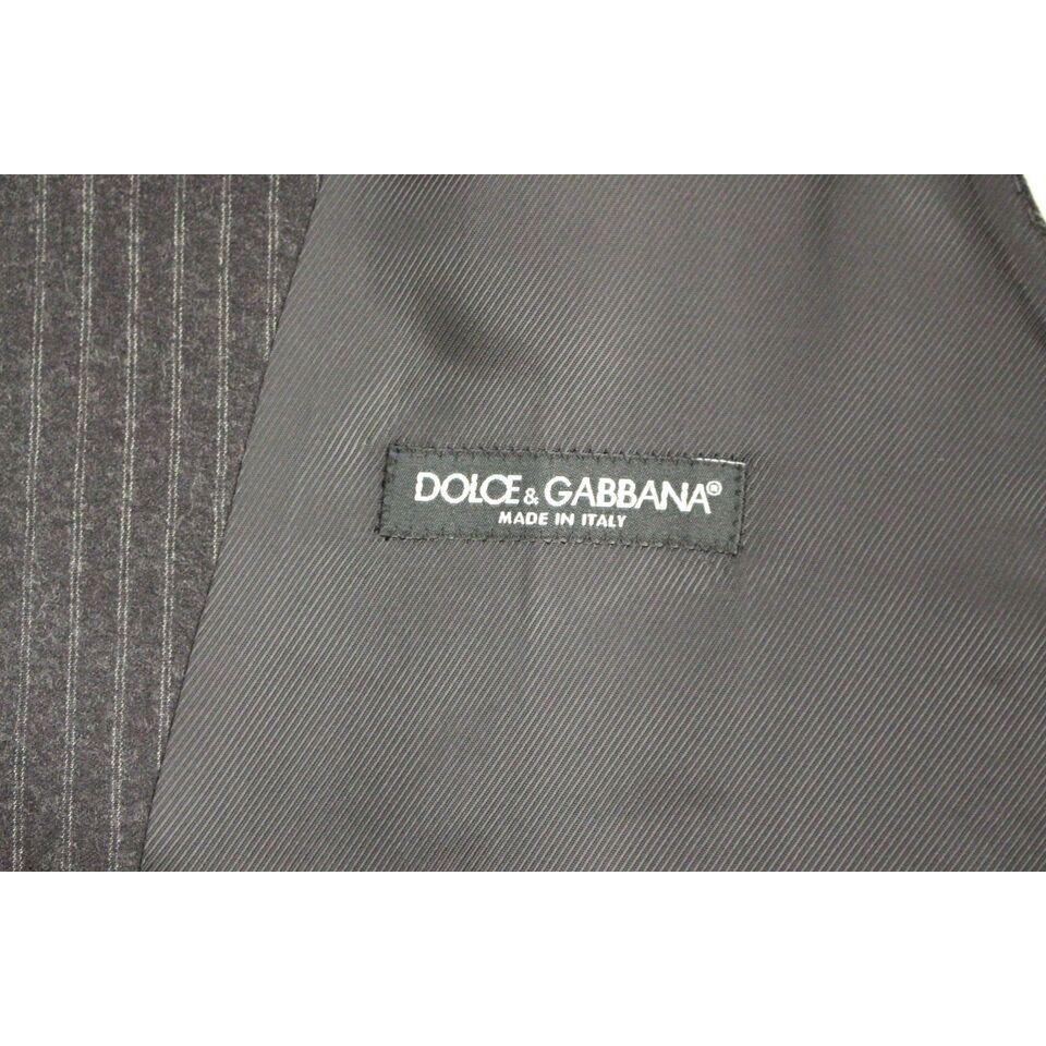 Dolce & Gabbana Elegant Gray Striped Wool Dress Vest Dolce & Gabbana Dim Gray