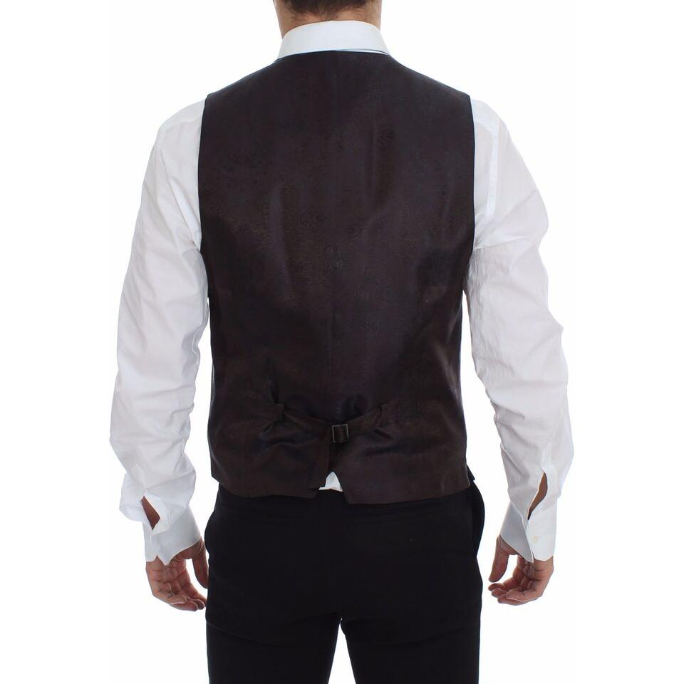 Dolce & Gabbana Elegant Checkered Wool Dress Vest Dolce & Gabbana Black