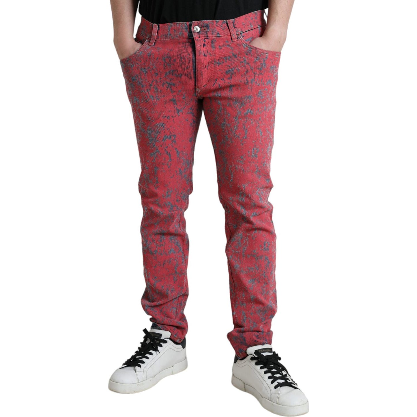 Dolce & Gabbana Red Tie Dye Skinny Denim Jeans Dolce & Gabbana Sienna