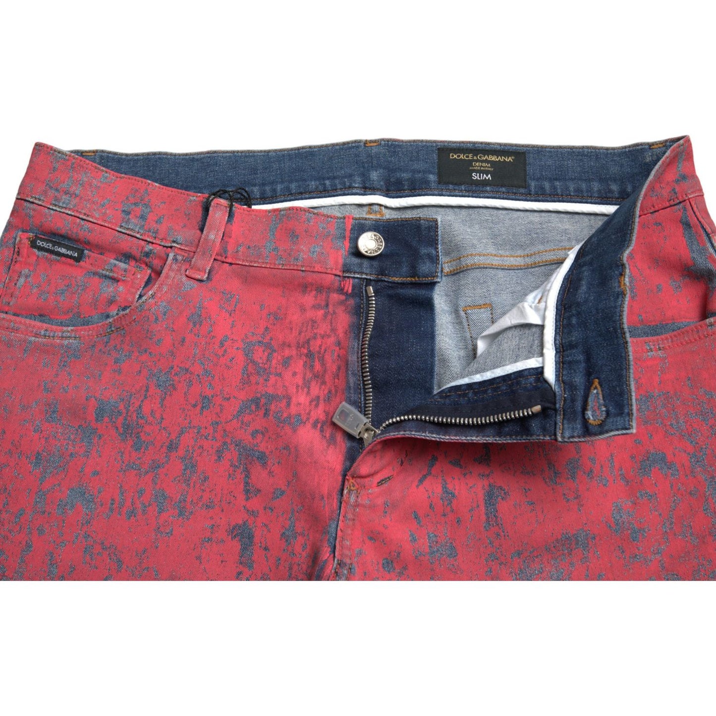 Dolce & Gabbana Red Tie Dye Skinny Denim Jeans Dolce & Gabbana Maroon