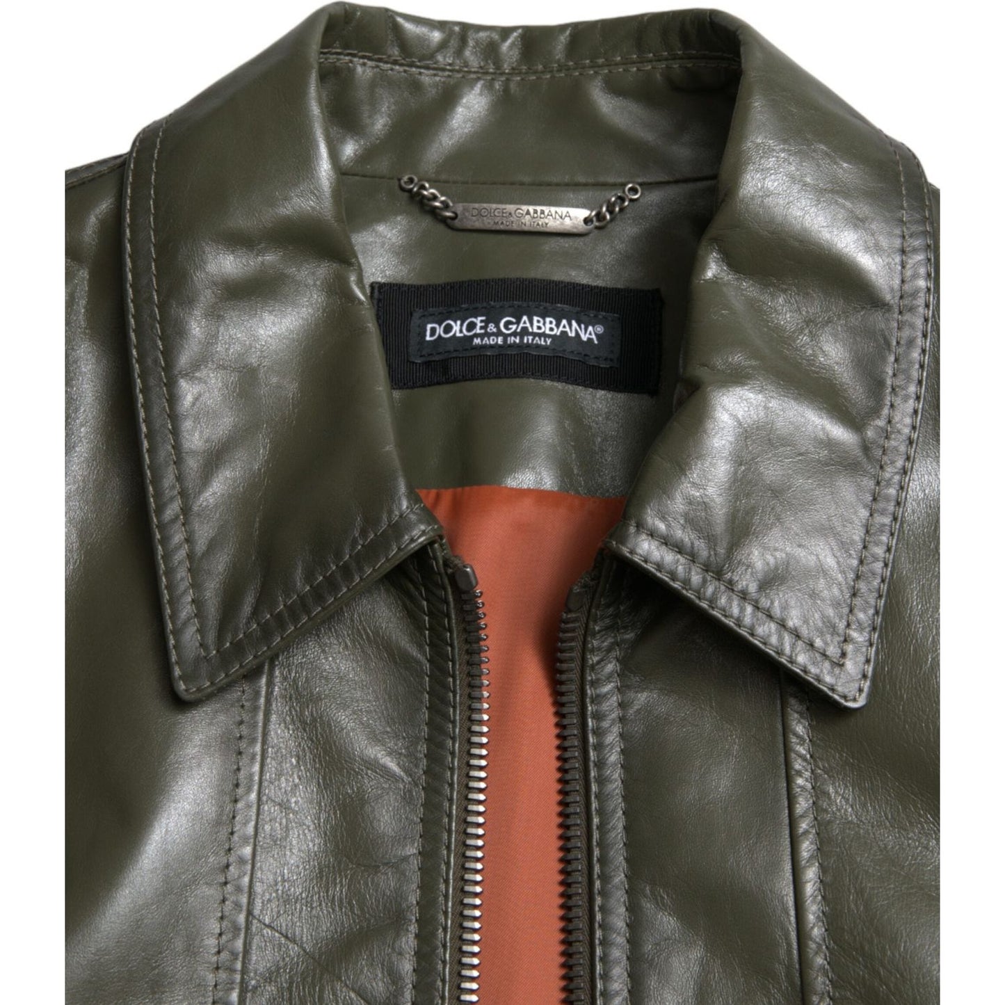 Dolce & Gabbana Emerald Elegance Leather Biker Jacket Dolce & Gabbana Dark Slate Gray