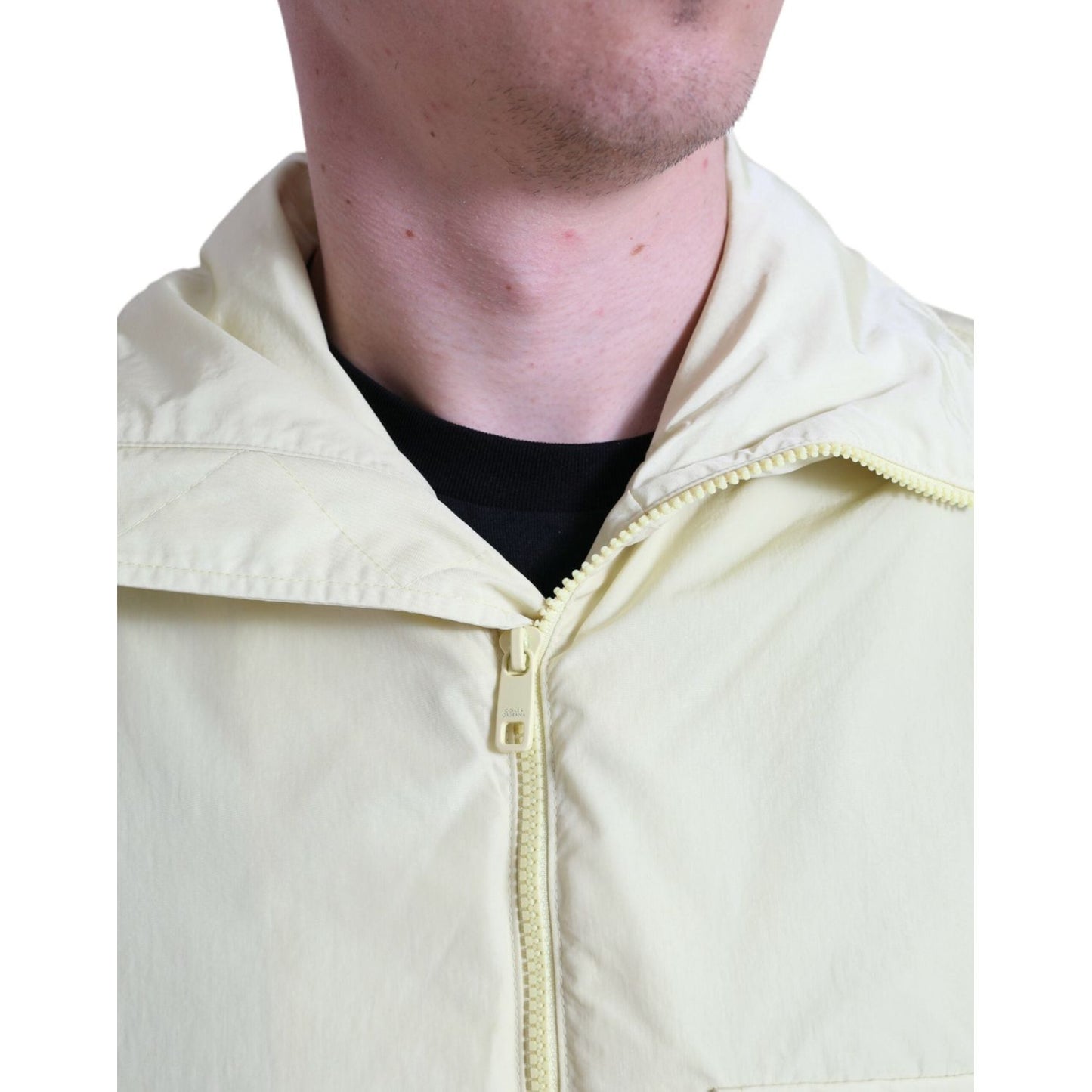 Dolce & Gabbana Elegant Yellow Windbreaker Jacket Dolce & Gabbana Light Gray