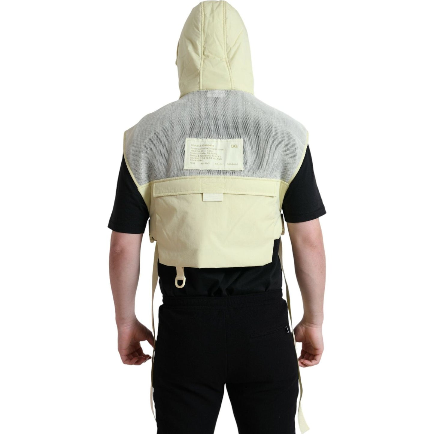 Dolce & Gabbana Sunshine Yellow Hooded Vest Jacket Dolce & Gabbana Black