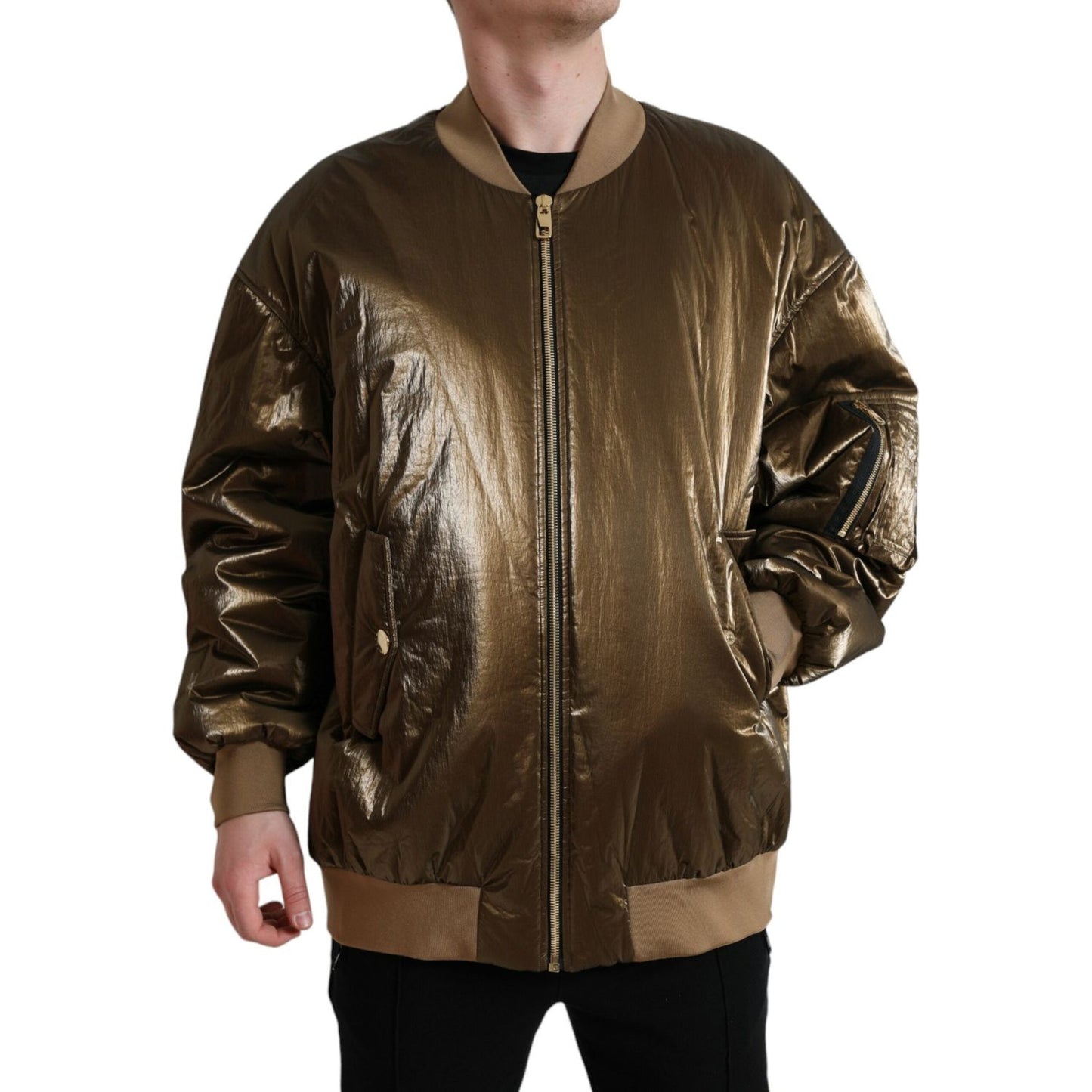 Dolce & Gabbana Elegant Bronze Bomber Jacket Dolce & Gabbana Dark Slate Gray