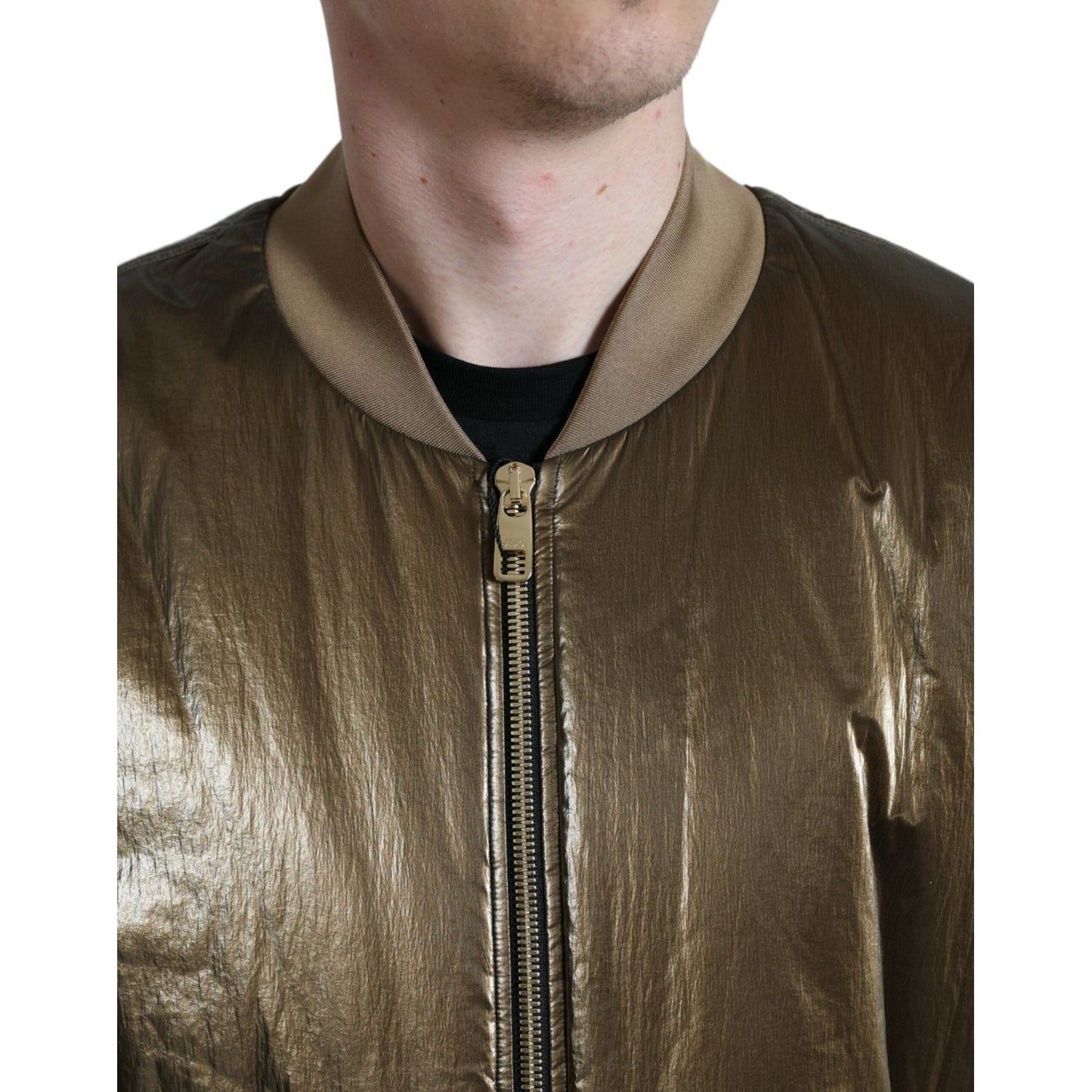 Dolce & Gabbana Elegant Bronze Bomber Jacket Dolce & Gabbana Dark Olive Green