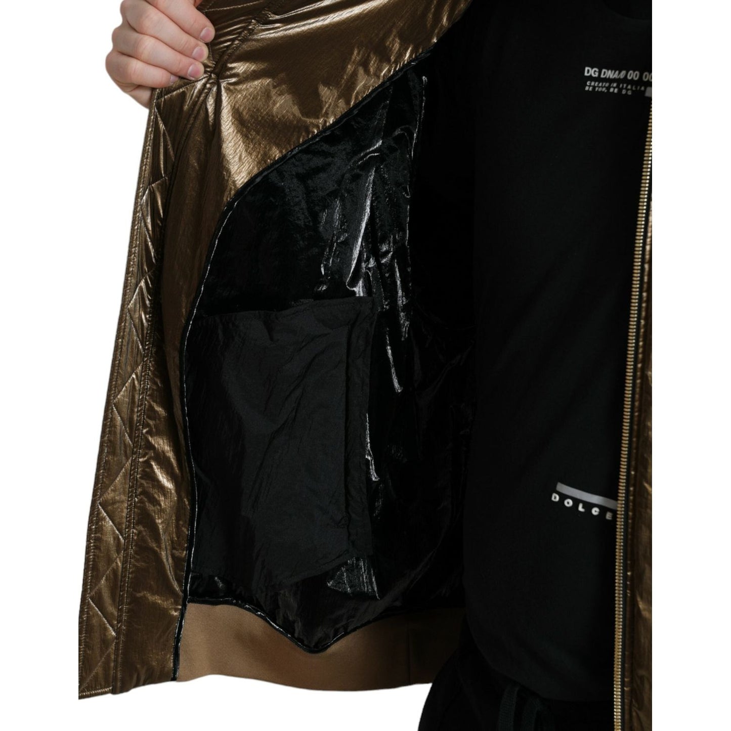 Dolce & Gabbana Elegant Bronze Bomber Jacket Dolce & Gabbana Black
