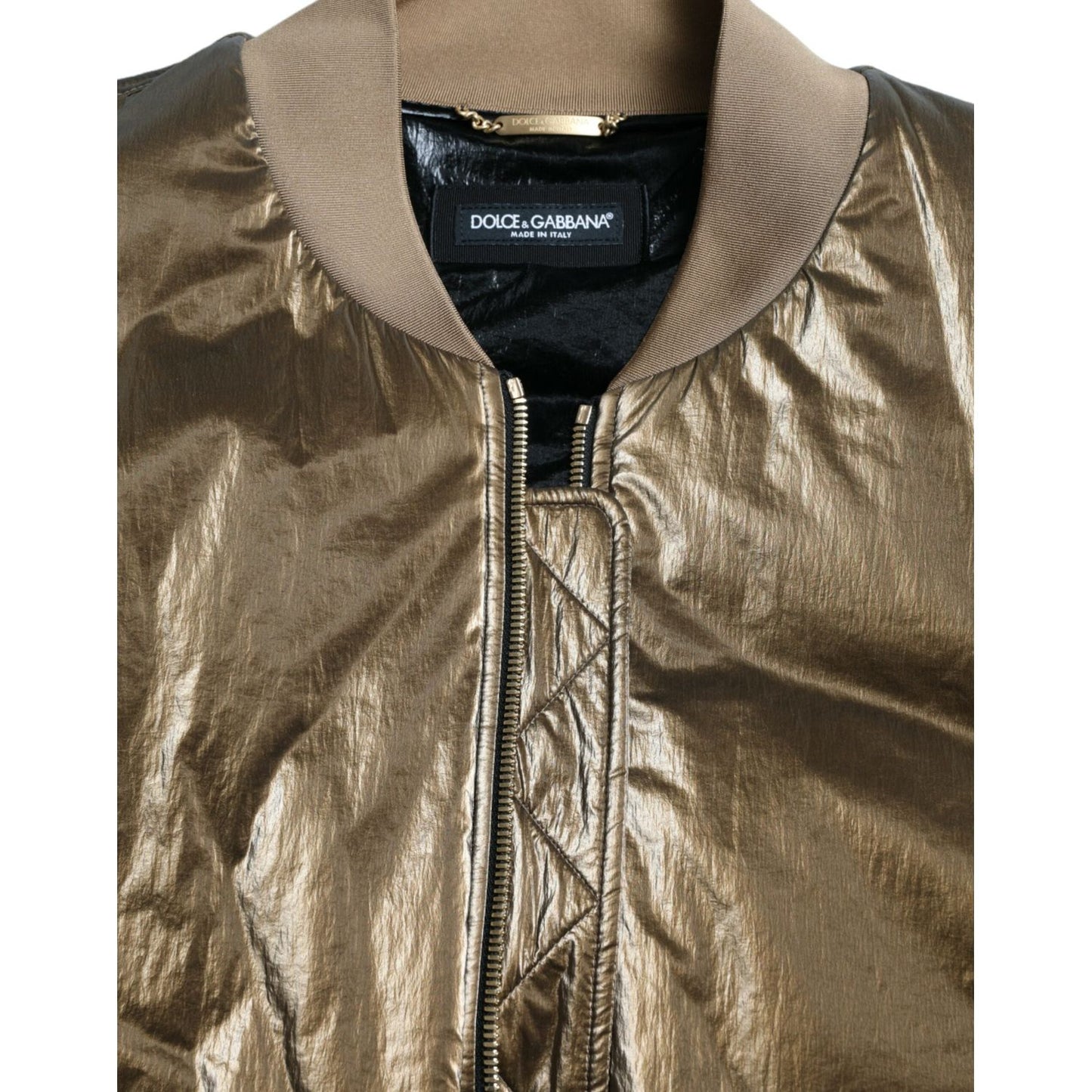 Dolce & Gabbana Elegant Bronze Bomber Jacket Dolce & Gabbana Dim Gray