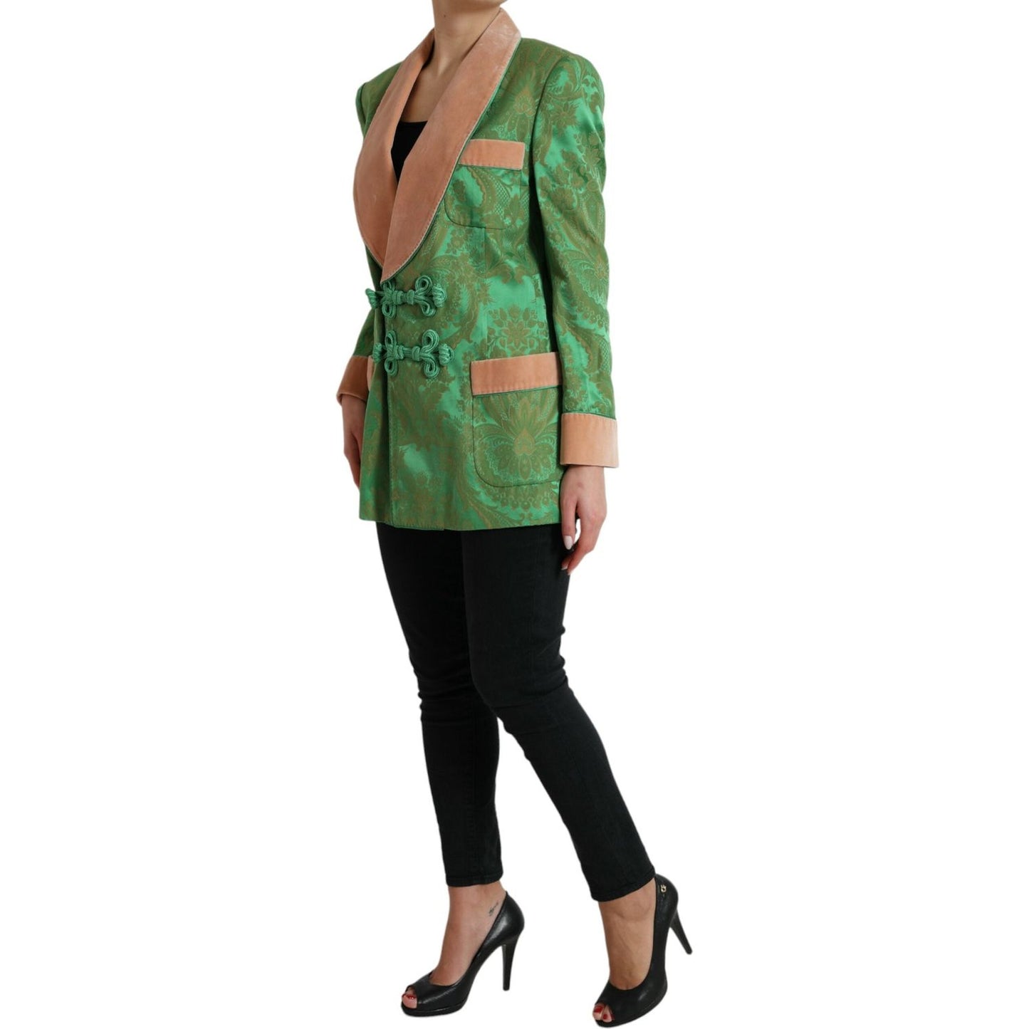 Dolce & Gabbana Floral Elegance Double Breasted Blazer Dolce & Gabbana Dark Olive Green