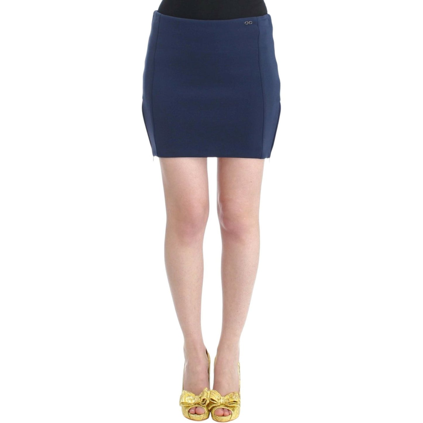 Costume National Chic Blue Mini Skirt with Side Zip Closure Costume National Tan