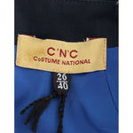 Costume National Chic Blue V-Neck Knee-Length Dress Costume National Tan