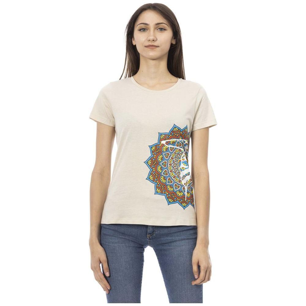 Trussardi Action Beige Cotton Women T-Shirt Trussardi Action Dark Slate Gray