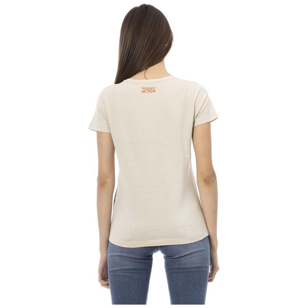 Trussardi Action Beige Cotton Women T-Shirt Trussardi Action Light Gray