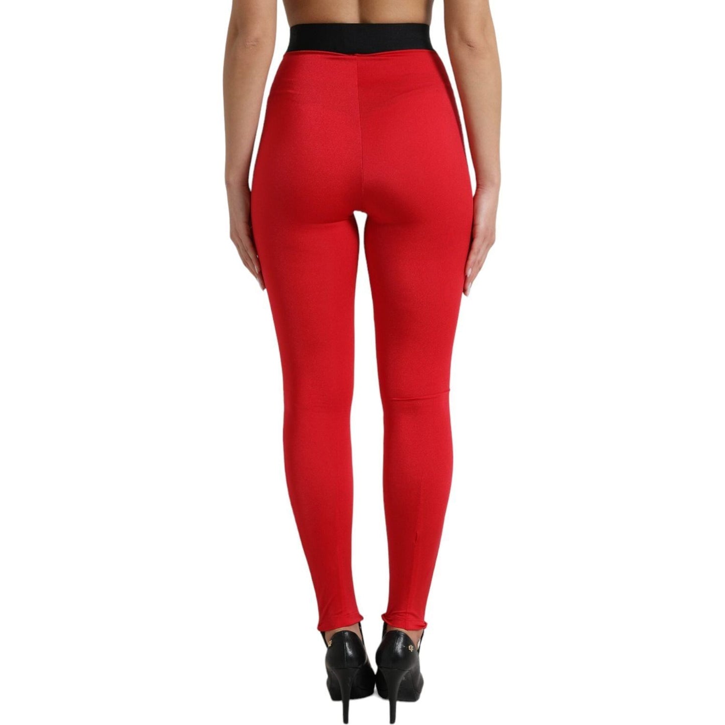 Dolce & Gabbana Elegant High Waist Red Leggings Dolce & Gabbana Firebrick