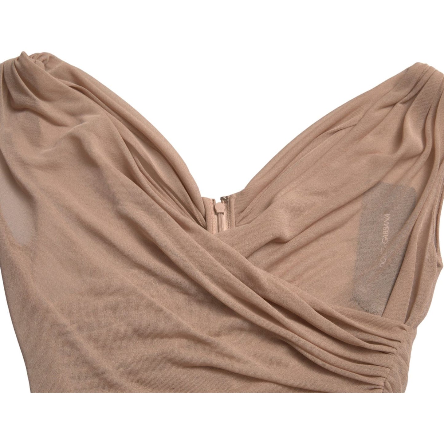 Dolce & Gabbana Elegant Beige V-Neck Sleeveless Sheer Tank Top Dolce & Gabbana Rosy Brown