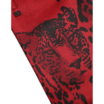 Dolce & Gabbana Red Black Leopard Stretch Jogger Pants