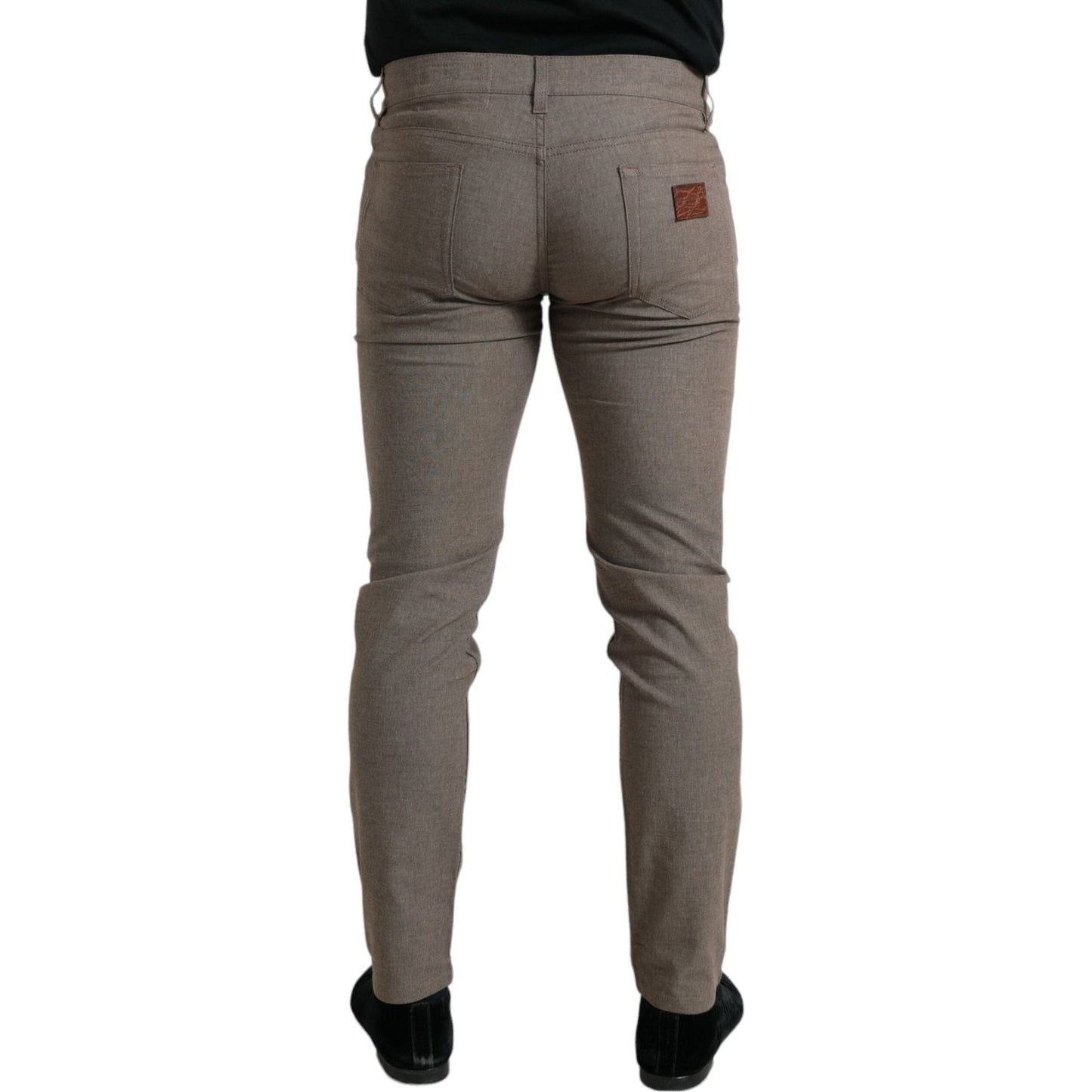 Dolce & Gabbana Elegant Brown Cotton Stretch Skinny Pants Dolce & Gabbana Dim Gray