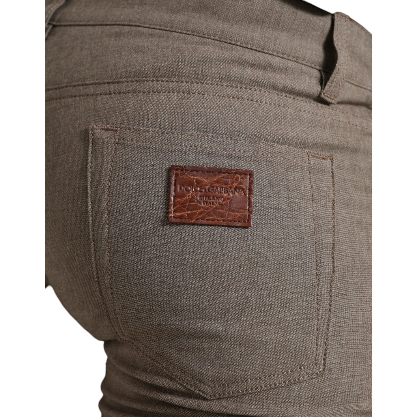 Dolce & Gabbana Elegant Brown Cotton Stretch Skinny Pants Dolce & Gabbana Dim Gray