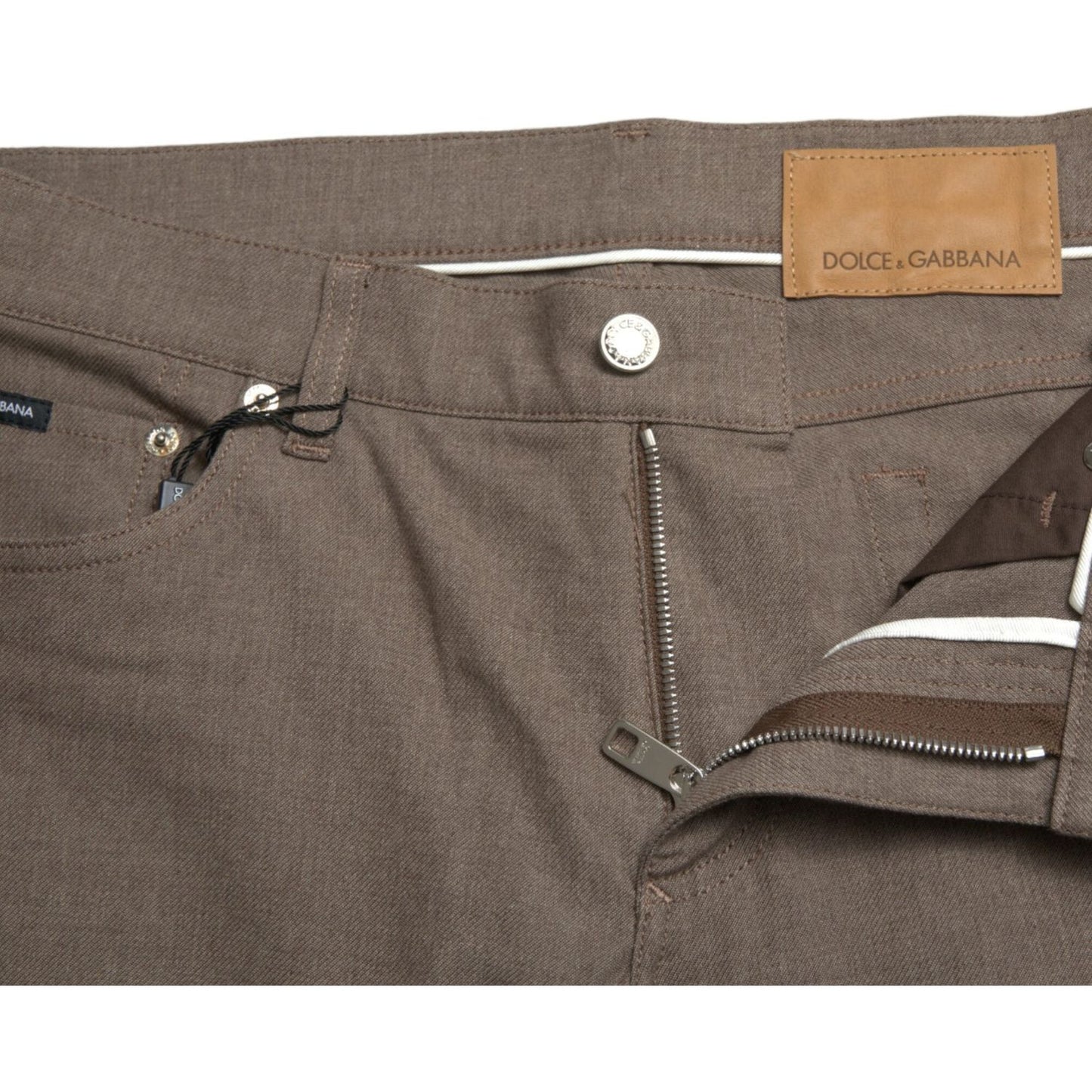 Dolce & Gabbana Elegant Brown Cotton Stretch Skinny Pants Dolce & Gabbana Dim Gray