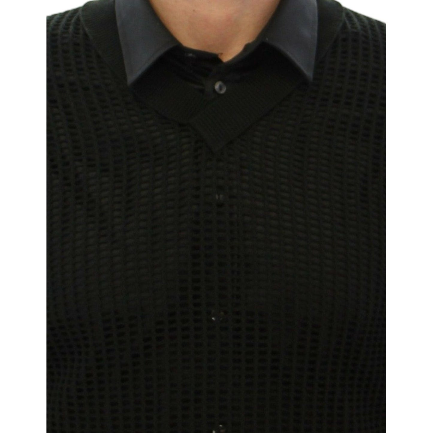 Dolce & Gabbana Elegant V-Neck Dark Green Knitted Sweater Dolce & Gabbana Black