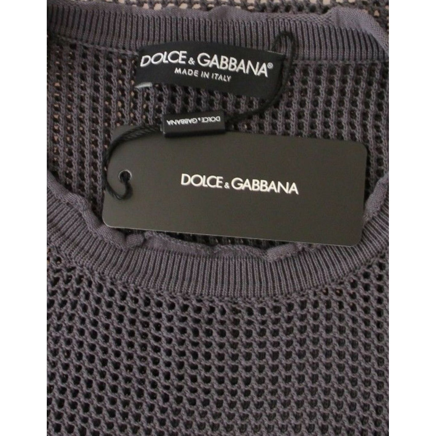 Dolce & Gabbana Elegant Crew-Neck Netted Sweater in Light Purple Dolce & Gabbana Dark Slate Gray