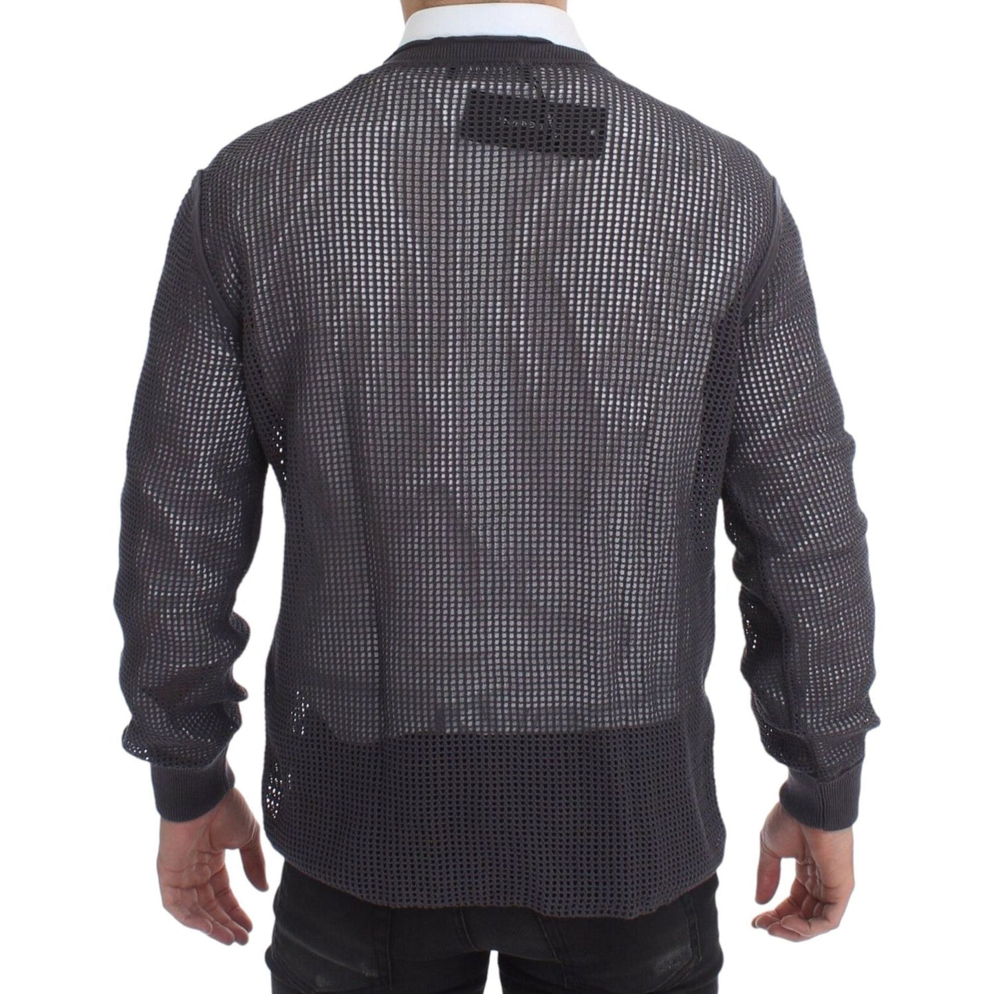 Dolce & Gabbana Elegant Crew-Neck Netted Sweater in Light Purple Dolce & Gabbana Dark Slate Gray