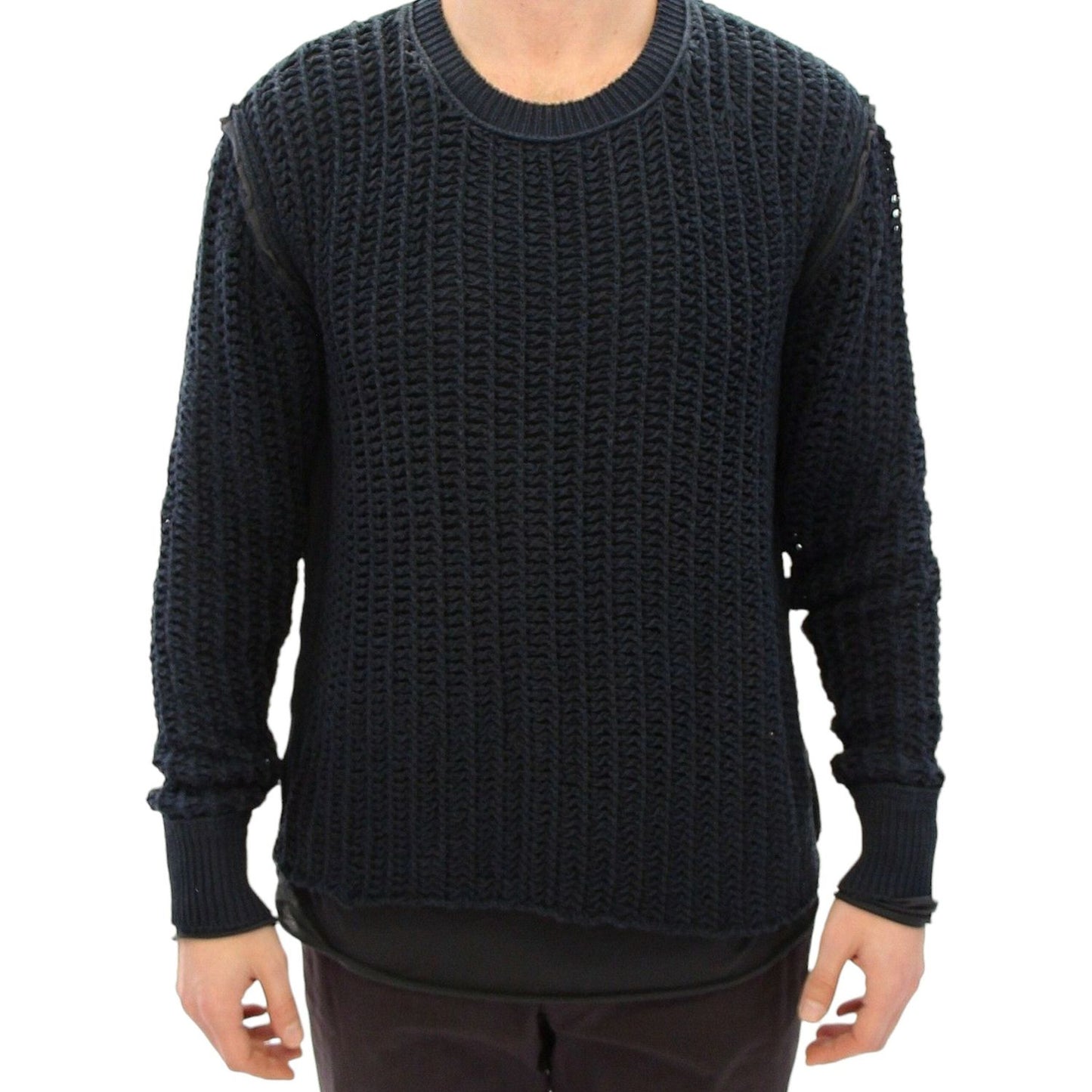 Dolce & Gabbana Elegant Blue and Black Layered Sweater Dolce & Gabbana Black