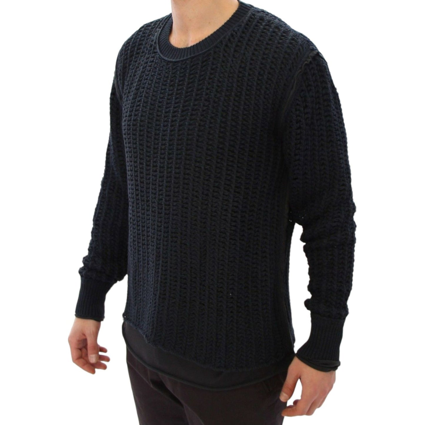 Dolce & Gabbana Elegant Blue and Black Layered Sweater Dolce & Gabbana Black