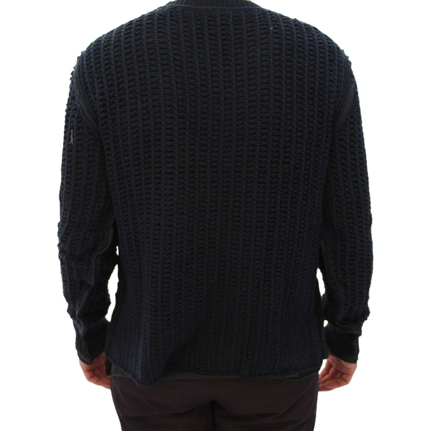Dolce & Gabbana Elegant Blue and Black Layered Sweater Dolce & Gabbana Black