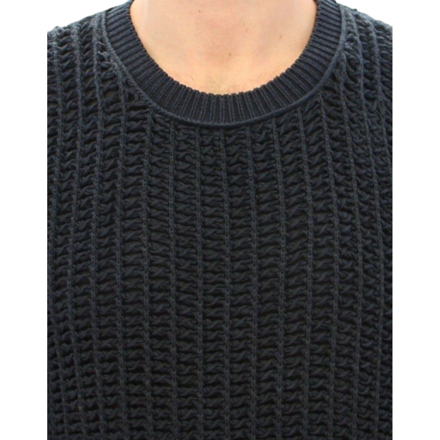 Dolce & Gabbana Elegant Blue and Black Layered Sweater Dolce & Gabbana Dark Slate Gray