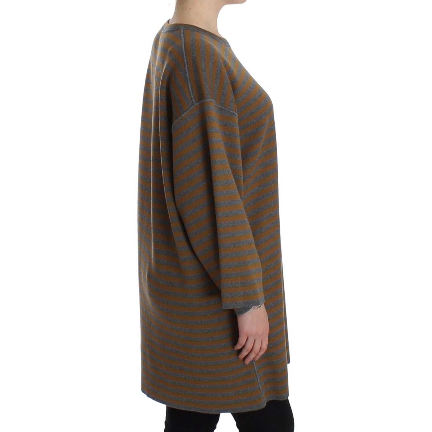 Dolce & Gabbana Yellow & Gray Striped Oversized Sweater Dolce & Gabbana Dark Slate Gray
