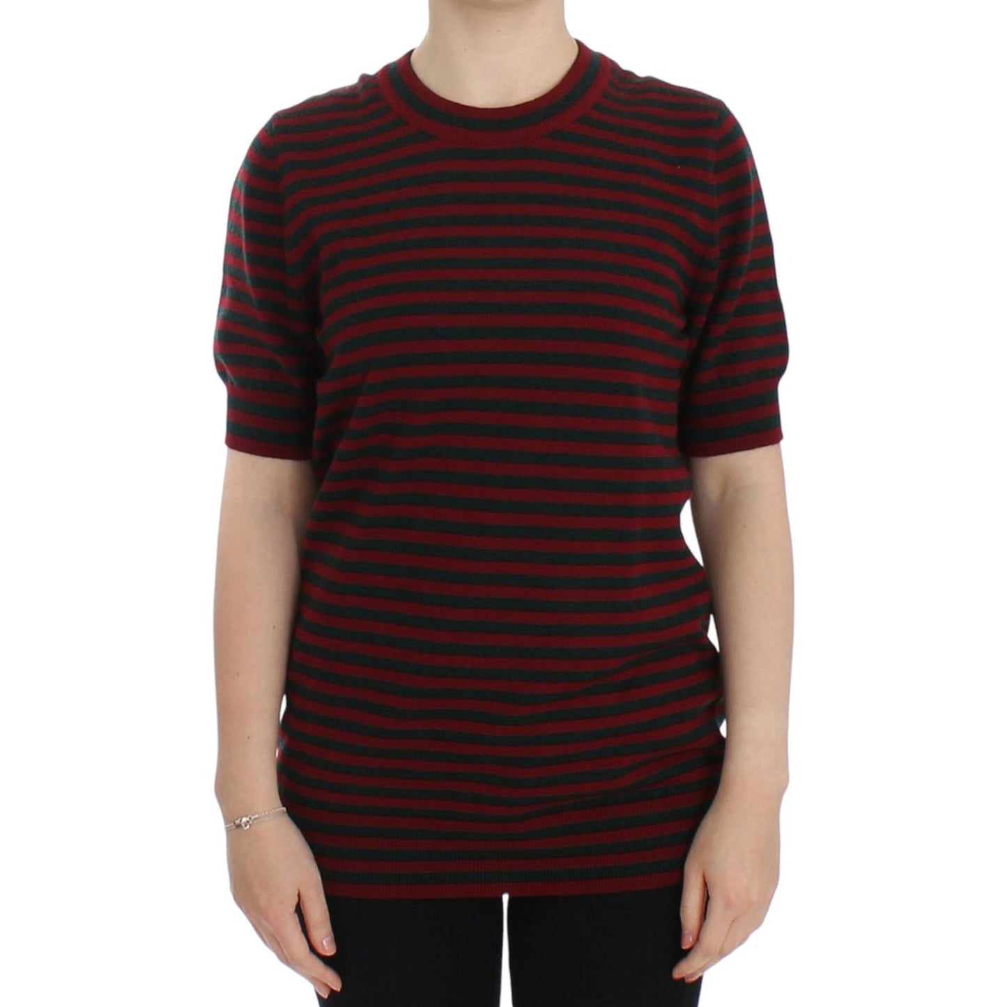 Dolce & Gabbana Elegant Striped Cashmere Crewneck Sweater Dolce & Gabbana Black