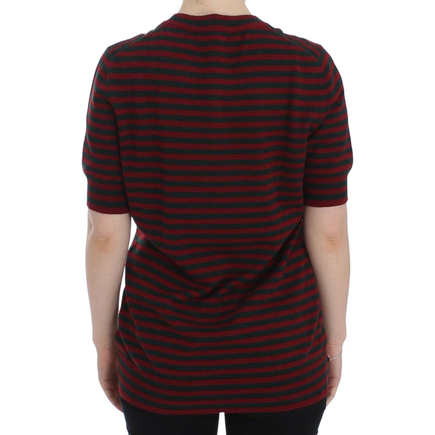 Dolce & Gabbana Elegant Striped Cashmere Crewneck Sweater Dolce & Gabbana Black