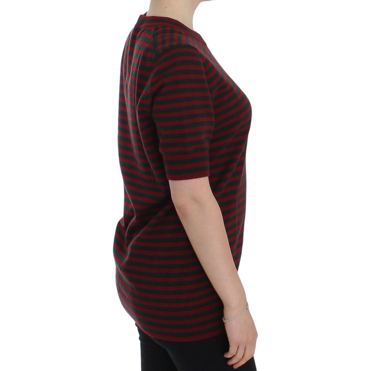 Dolce & Gabbana Elegant Striped Cashmere Crewneck Sweater Dolce & Gabbana Black