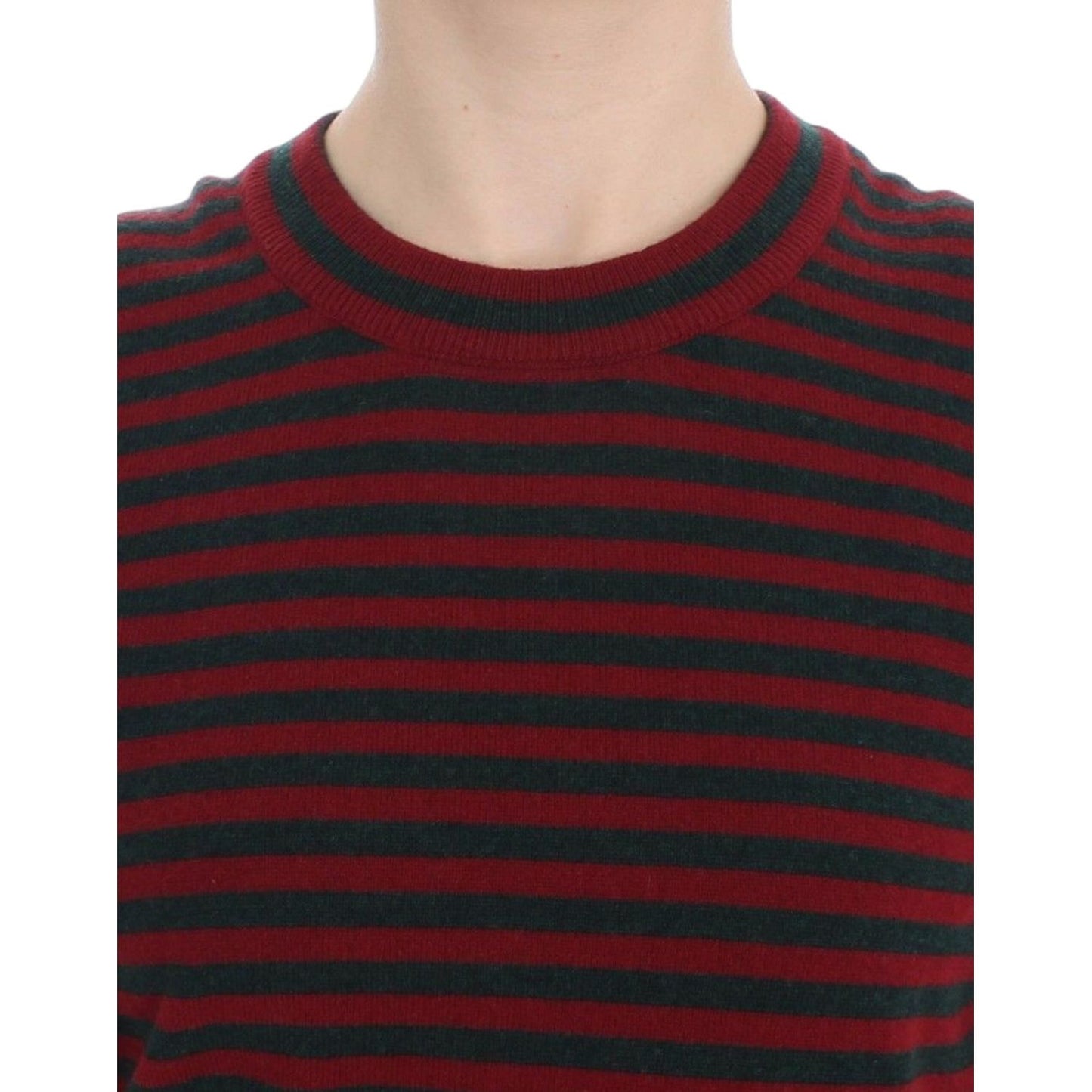 Dolce & Gabbana Elegant Striped Cashmere Crewneck Sweater Dolce & Gabbana Dark Slate Gray