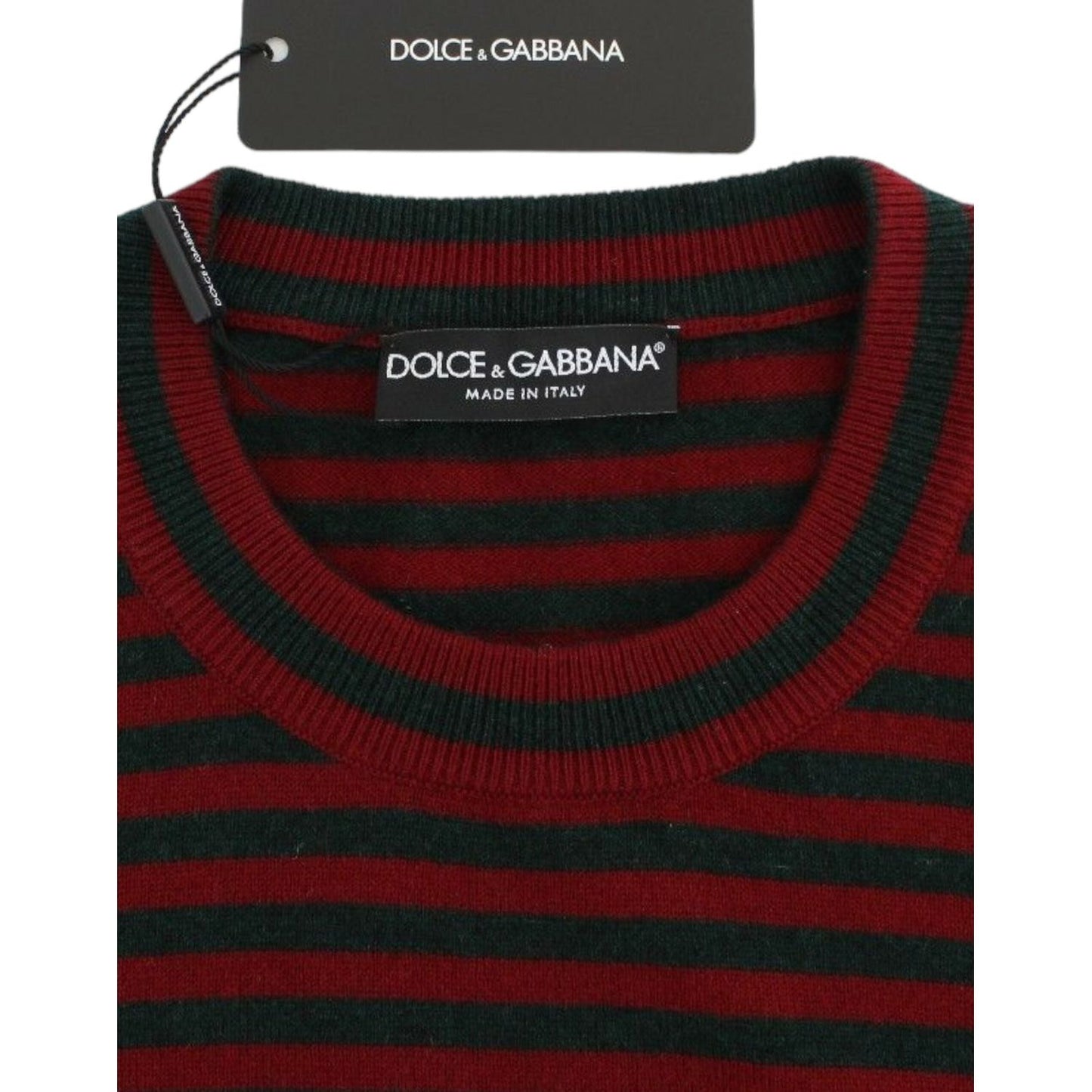 Dolce & Gabbana Elegant Striped Cashmere Crewneck Sweater Dolce & Gabbana Black
