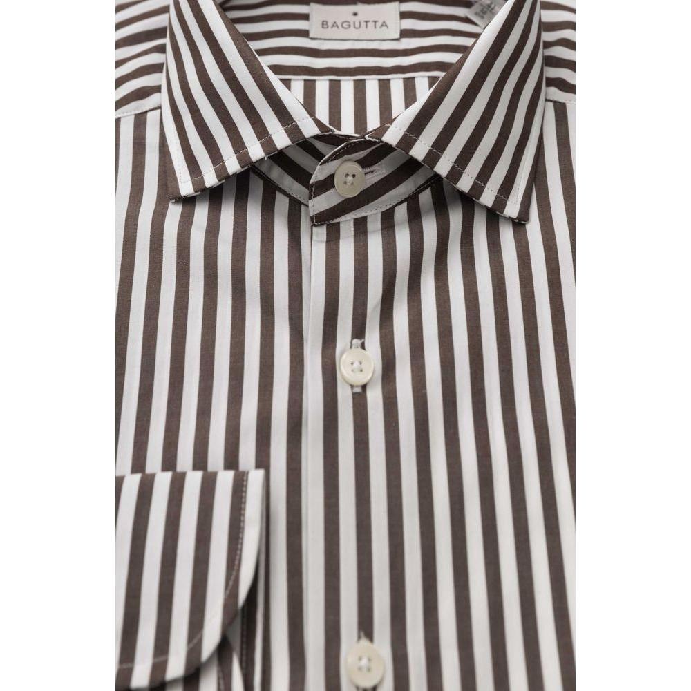 Bagutta Brown Cotton Men Shirt Bagutta Gray