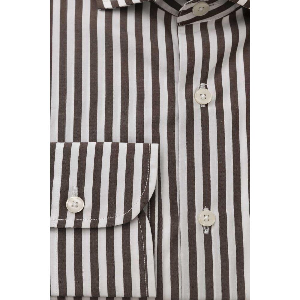 Bagutta Brown Cotton Men Shirt Bagutta Gray