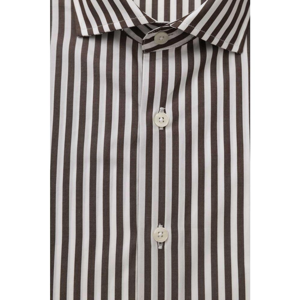 Bagutta Brown Cotton Men Shirt Bagutta Gray