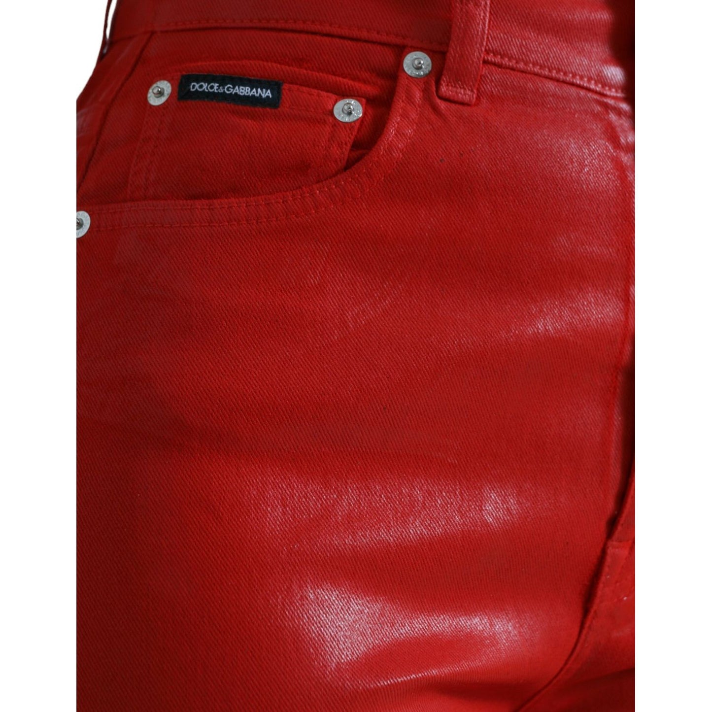 Dolce & Gabbana Elegant High-Waist Stretch Denim in Red Dolce & Gabbana Dark Red