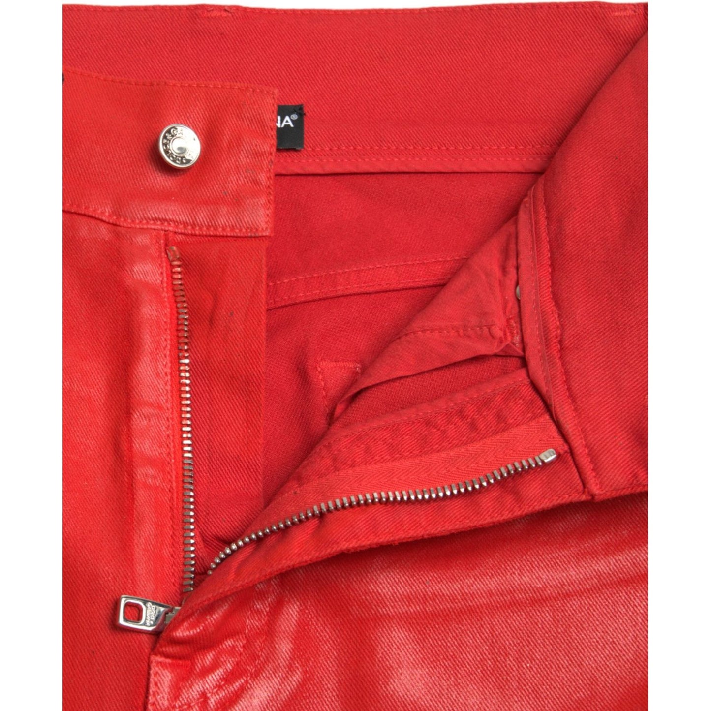 Dolce & Gabbana Elegant High-Waist Stretch Denim in Red Dolce & Gabbana Firebrick