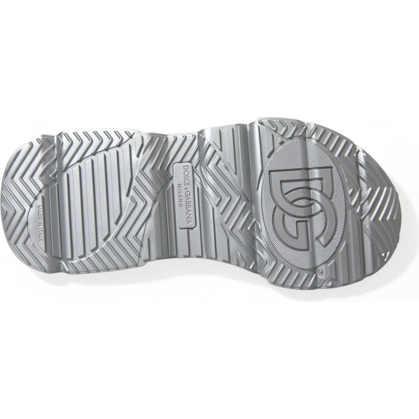 Dolce & Gabbana Elegant Silver Calfskin Leather Sneakers Dolce & Gabbana Dark Gray