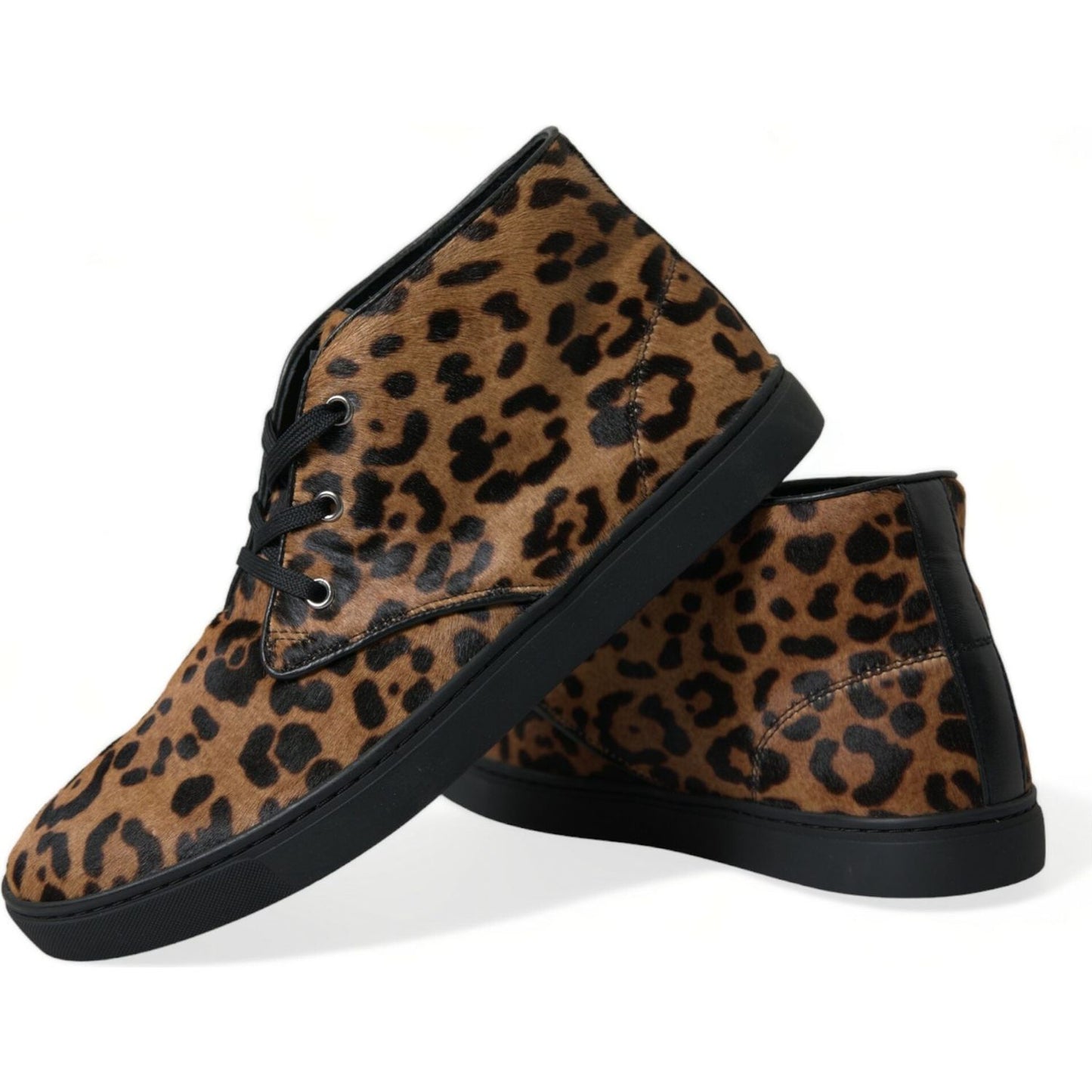 Dolce & Gabbana Elegant Leopard Print Mid-Top Sneakers Dolce & Gabbana Black